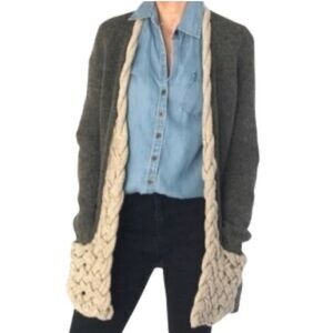 Anthropologie Sparrow lambs wool chunky cardigan sweater medium knitted